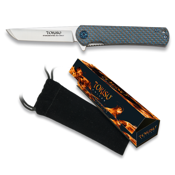 NAVAJA TOKISU G10 FIBRA DE CARBONO 7.20 CM NEGRA/AZUL-